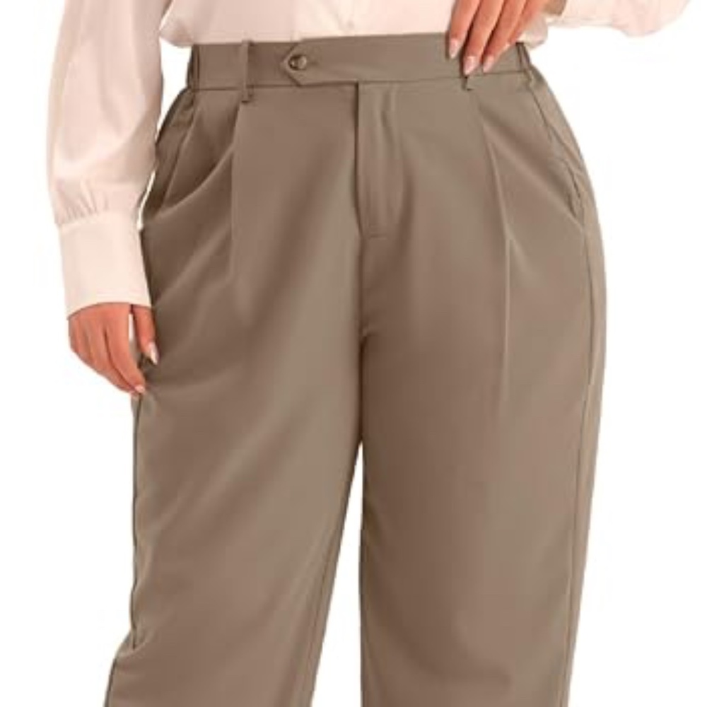 Agnes Orinda Plus Size Pants for Women Elastic High Waisted Work Pants| Size: 1X